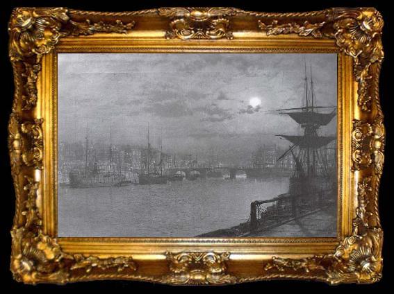 framed  Atkinson Grimshaw Baiting the Lines,Whitby, ta009-2
